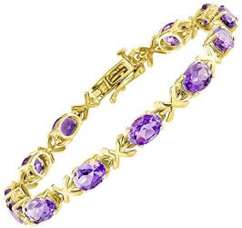 Spectacular Tennis Bracelet Set With Amethyst Seven Inches