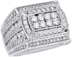 Mens 14K White Gold Round Cut Diamond Rectangular 18mm Pinky Ring Band 3.95 CT