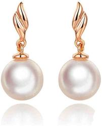 Akoya Cultured Freshwater Pearl Solid 14k Rose Gold Stud Earrings Women Dangle Drop 8mm Round