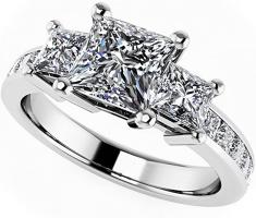 1.69 ct Ladies Princess Cut 3 Stone Channel Diamond Ring(Color G Clarity SI1) 18 kt White Gold
