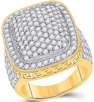 14kt Yellow Gold Mens Round Diamond Pillow Cluster Ring 5 Cttw