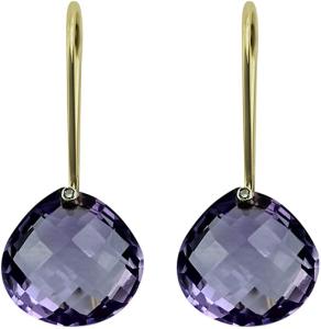 Amethyst Heart Shape Gemstone Jewelry 10K, 14K, 18K Yellow Gold Drop Dangle Earrings
