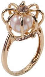 14k Gold Crown Design 8mm Akoya Pearl Ring size 7.5 Pendant Accessory Bride Wedding Jewelry
