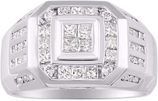 Mens Diamond Ring 14K Yellow or 14K White Gold Comfort Fit 2.25 Carats Total Diamond Weight