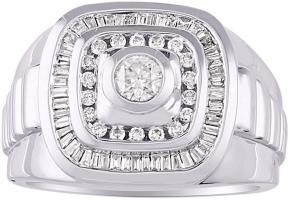 Mens Diamond Ring 14K White Gold Role X Style Comfort Fit 1.25 Carats Total Diamond Weight
