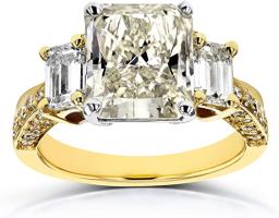 Three-Stone Radiant and Emerald Diamond Engagement Ring