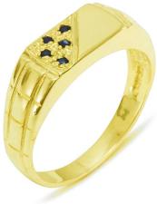 10k Yellow Gold Natural Sapphire Mens Band Ring
