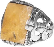 925 Sterling Silver Men Ring, Natural Yellow Sapphire Gemstone