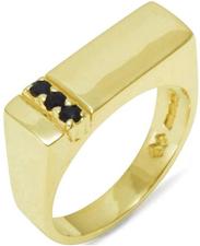 18k Yellow Gold Natural Sapphire Mens Band Ring