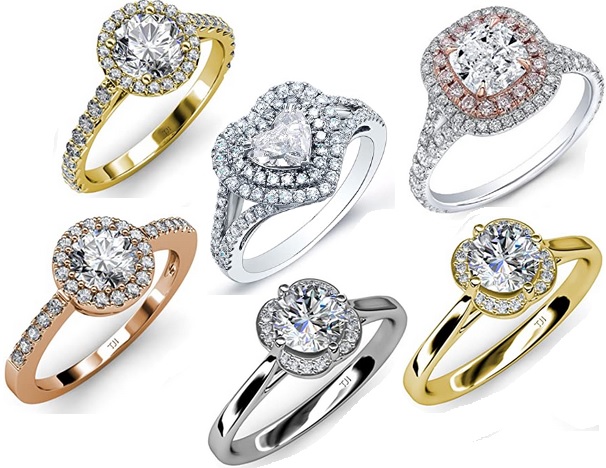 Diamond Melee Halo Rings