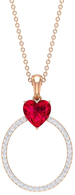 1.6 CT Ruby and Moissanite Letter O Pendant 18K Rose Gold Alphabet Jewelry