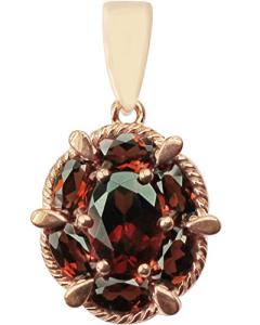 Red Garnet Natural Gemstone Oval Shape Pendant 10K, 14K, 18K Rose Gold Wedding Jewelry