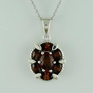 Red Garnet Natural Gemstone Oval Shape Pendant 10K, 14K, 18K White Gold Wedding Jewelry