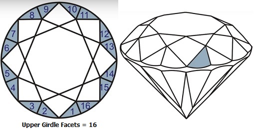 Round Brilliant Diamond Upper Girdle Facets