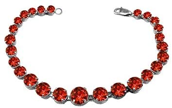 Sterling Silver Garnet Prong Set Bracelet