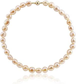 14K Yellow Gold 11.0-13.0mm Extra Luster Pink Baroque Freshwater Cultured Pearl Necklace