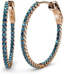 Blue Diamond Inside-Out Hoop Earrings 2.70 ct tw in 14K Rose Gold