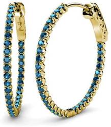 Blue Diamond Inside-Out Hoop Earrings 2.70 ct tw in 14K Yellow Gold