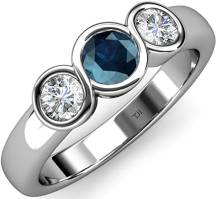Blue and White Diamond (SI2-I1, G-H) Infinity Three Stone Ring 1.00 ct tw in 14K White Gold