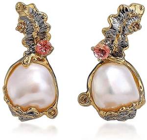 Pearl Earrings Natural Baroque Pearl Inlaid Earrings