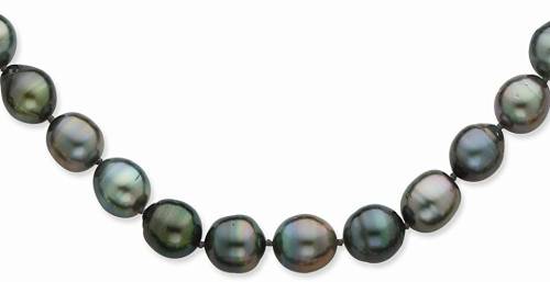 Jewelry Necklaces Pearls 14K WG 8-11mm Baroque Saltwater Cultured Tahitian Pearl Graduated Necklace