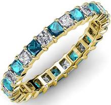 Blue and White Diamond 3mm Eternity Band 3.42 ct tw to 4.14 ct tw in 14K Yellow Gold