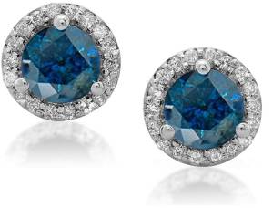 4.00 Carat (ctw) 14K White Gold Round Blue & White Diamond Ladies Halo Style Stud Earrings 4 CT