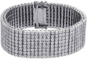 Mens Sterling Silver Real Diamond 8 Row Tennis Bracelet 25mm Miracle Set