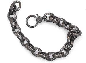Pave Diamond Link Chain Bracelet Diamond Lobster Clasp Lock Jewelry 925 Sterling Silver Handmade Jewelry