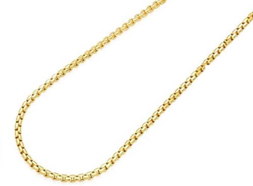 Solid 14K Yellow Gold 3.5mm Round Box Link Chain Necklace