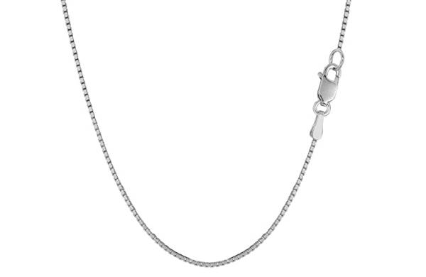 10k White Solid Gold Mirror Box Chain Necklace