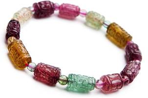 Natural Rainbow Bangle Tourmaline Rectangle Beads Crystal Gemstone Stretch Bracelet