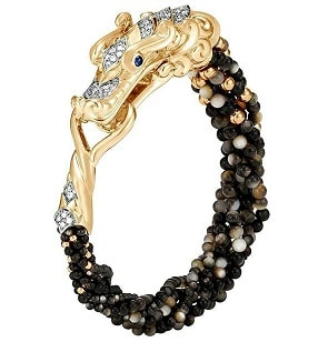 Naga Black Mo Pearl Bead Bracelet 18k Gold Diamonds