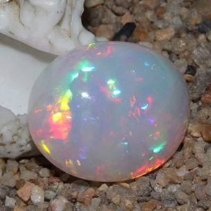 Gemstone Natural Ethiopian Welo Fire Opal Huge Size: 21x25.5 mm Cabochon