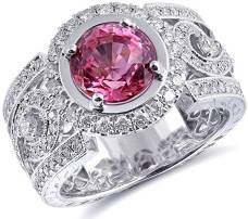 18K White Gold 3.66 ct TGW Pink Sapphire Ring