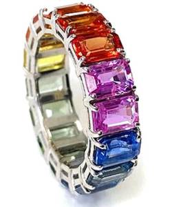 Multicolor Sapphire Band Ring 10.82 Carats