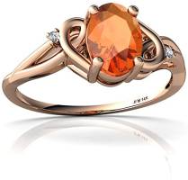14kt Gold Fire Opal and Diamond 7x5mm Oval Swirls Ring