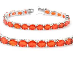 15.60 CT Natural Ethiopian Welo Fire Orange Cut Opal Gems October Birthstone 925 Sterling Silver Tennis Bracelet