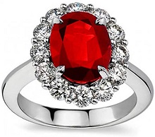 7.09 ct Oval Shape Ruby and Diamond Anniversary Ring in Platinum