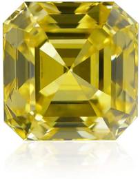 1.30Cts Fancy Vivid Yellow Loose Asscher Diamond Natural Color