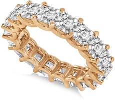 14k Rose Gold Allurez Asscher Cut Diamond Eternity Wedding Band Ring 7.20ct