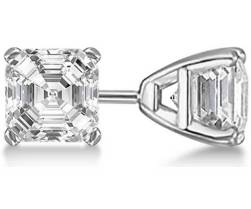 Luxury Fashion Unique Asscher Diamond Studs Earring Platinum
