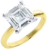 14k Yellow Gold 1 Carat Solitaire Asscher Diamond Engagement Ring