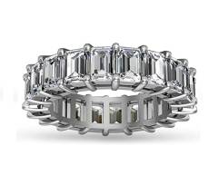 5.00 ct Emerald Cut Diamond Eternity Wedding Band Ring in 14 kt White Gold