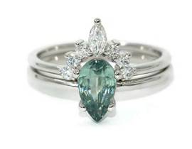 14k Gold Teal Blue Green Mermaid Sapphire Ring