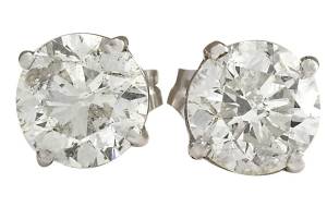 2.4 Carat Natural Diamond (F-G Color, VS1-VS2 Clarity) 14K White Gold Luxury Solitaire Stud Earrings