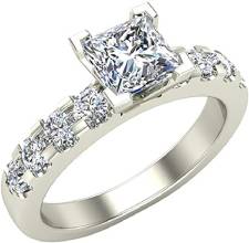 1.25 Carat Princess Cut 18K Gold Solitaire Diamond Engagement Ring 0.75 ct (G-H,VS1-VS2) GIA Certified Center Diamond