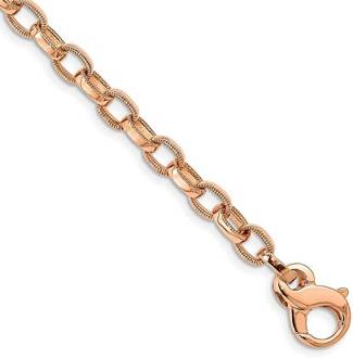 14k Rose Gold 5.0mm Fancy Link With Ridged Edges Bracelet