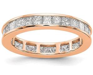 14k Rose Gold Polished 2ct Princess Channel Set Diamond Eternity Band