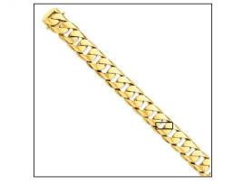Mens Hand-Polished 14k Yellow Gold 15.4mm Cuban Link Bracelet, 9 Inches
